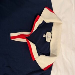 Navy Polo Dress with Cream & Red Trim